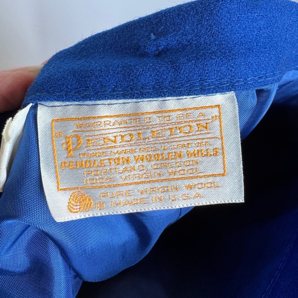 Vintage Pendleton Wool Blue Midi Pencil Skirt Size 14 - Picture 7 of 11